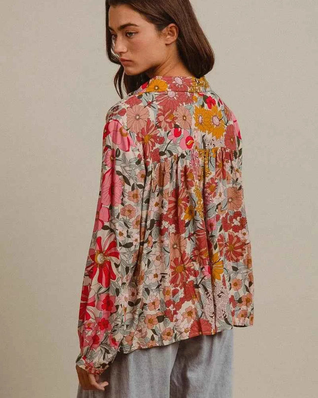 BiBi Woven Floral Printed Shirt Top