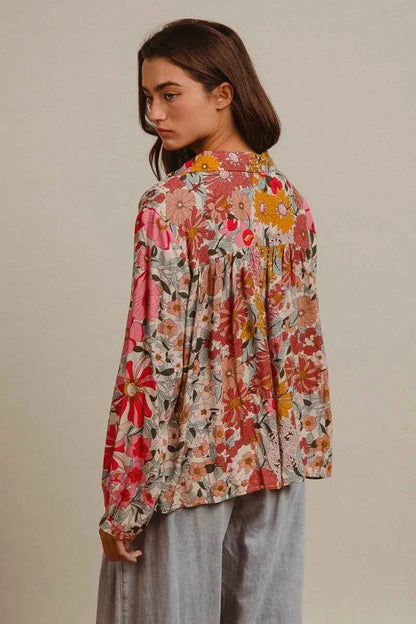 BiBi Woven Floral Printed Shirt Top