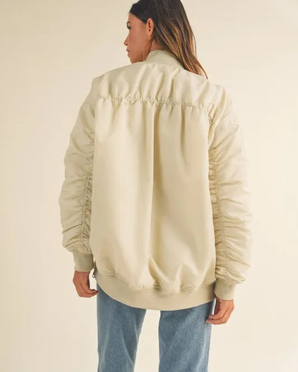 MABLE Back Ruched Utiltiy Bomber Jacket