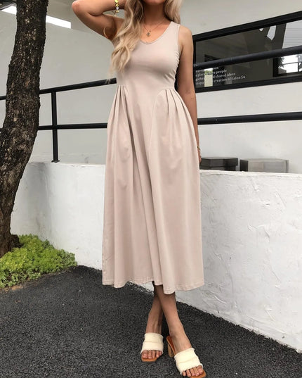 V-Neck Midi Tank Dress
