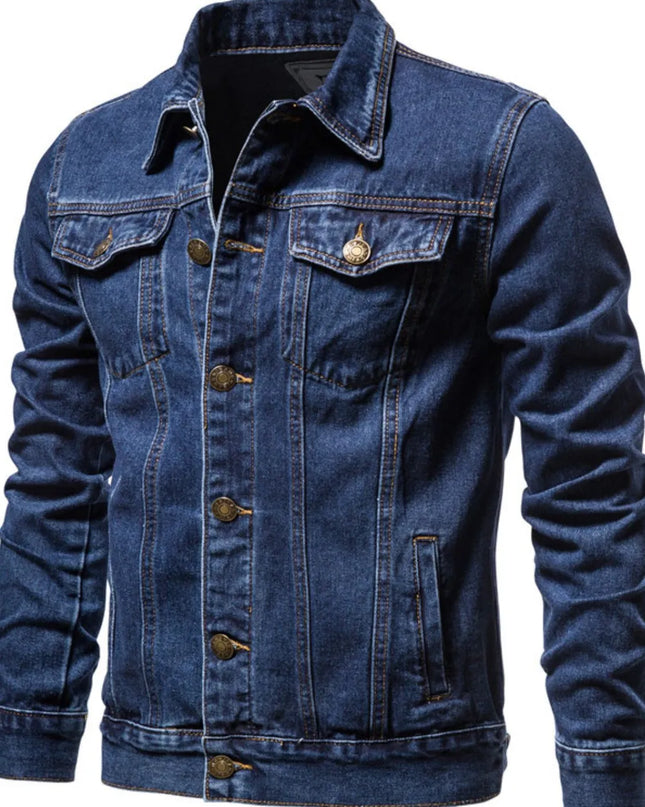 Men's Button Down Long Sleeve Denim Jacket Medium