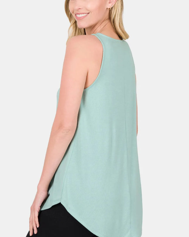 Zenana Round Neck Curved Hem Tank