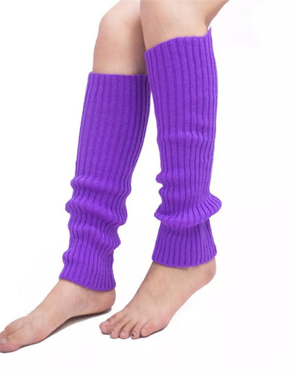 Ribbed Knit Leg Warmers Purple One Size