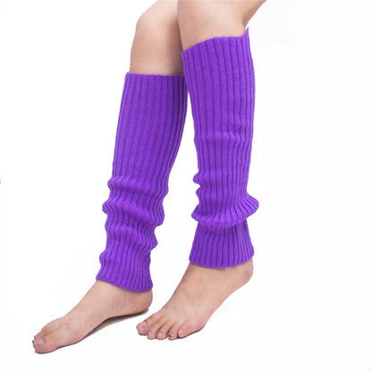 Ribbed Knit Leg Warmers Purple One Size