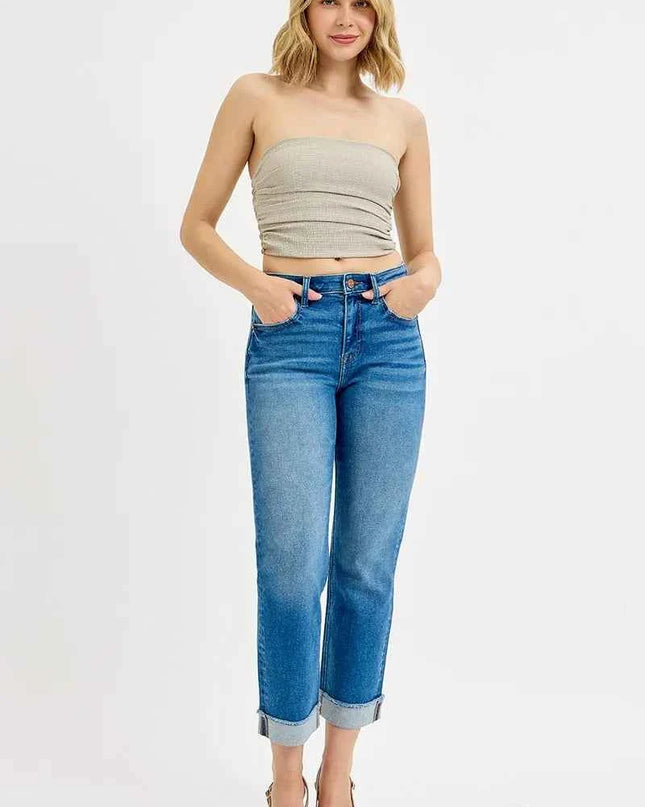 RISEN Full Size High Rise Boyfriend Fit Ankle Jeans Plus SIze