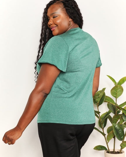 Double Take Ruched V-Neck Short Sleeve T-Shirt