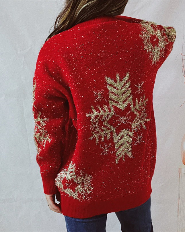 Snowflake Pattern Long Sleeve Sweater