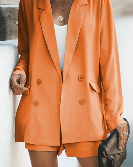 Longline Blazer and Shorts Set with Pockets Sherbet