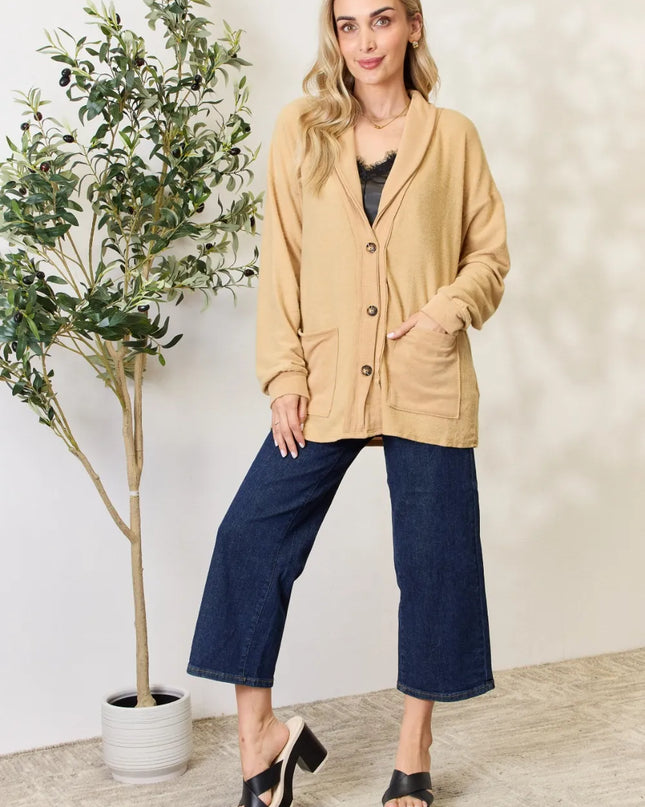 Heimish Full Size Button Up Long Sleeve Cardigan