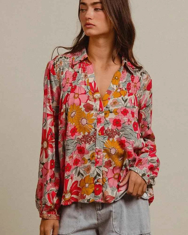 BiBi Woven Floral Printed Shirt Top