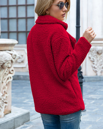 Ivy Lane Full Size Lapel Collar Sherpa Coat