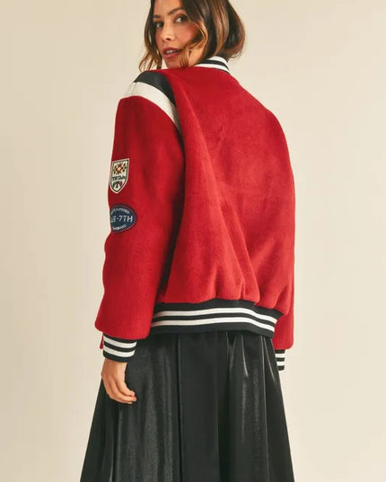 MABLE M Bomber Varsity Jacket with Patch Detail