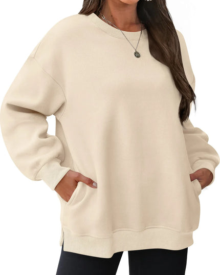 Oversized Long Sleeve Crewneck Sweatshirt Apricot