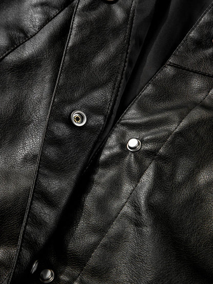 Faux Leather Buttoned Front Boxy Jacket