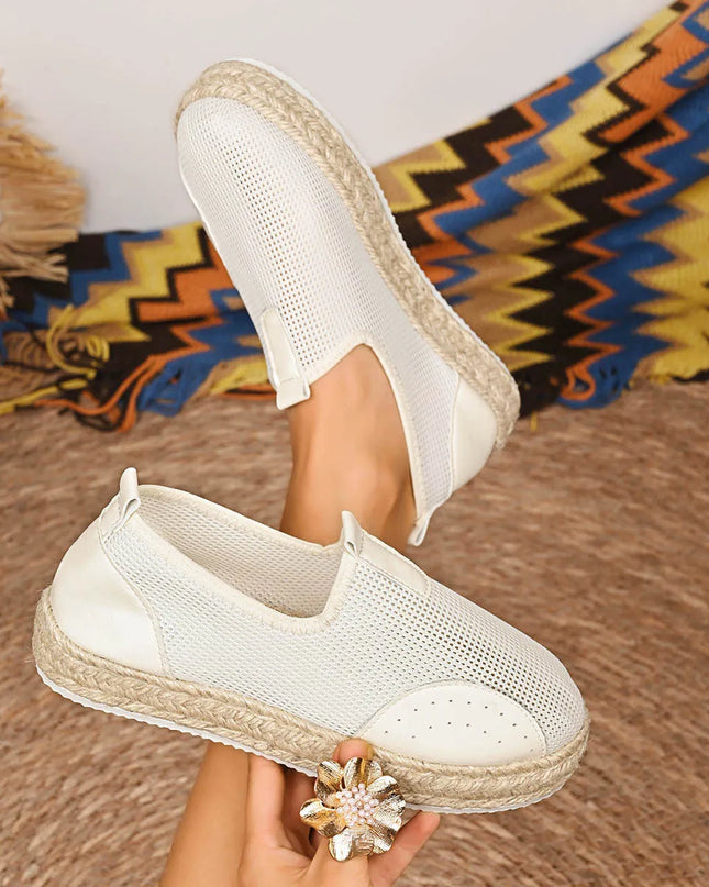 Mesh Espadrille Platform Slip-Ons 