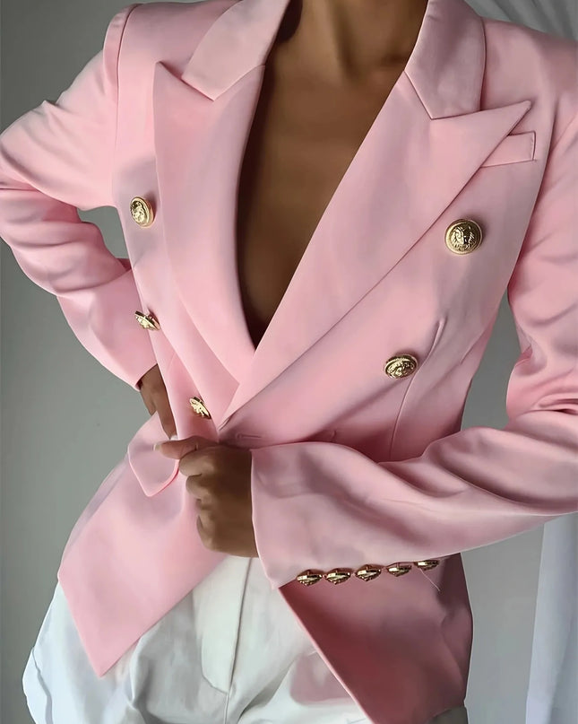 Decor Button Lapel Collar Blazer