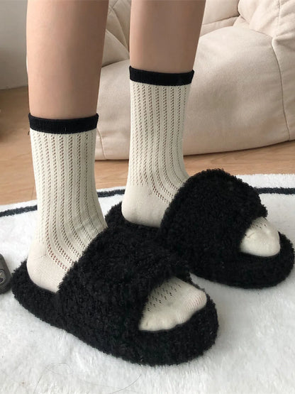 Cozy Fuzzy Open Toe Slippers