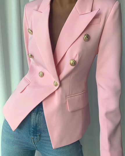 Decor Button Lapel Collar Blazer