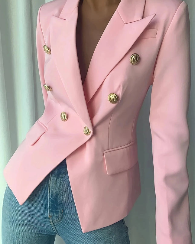 Decor Button Lapel Collar Blazer