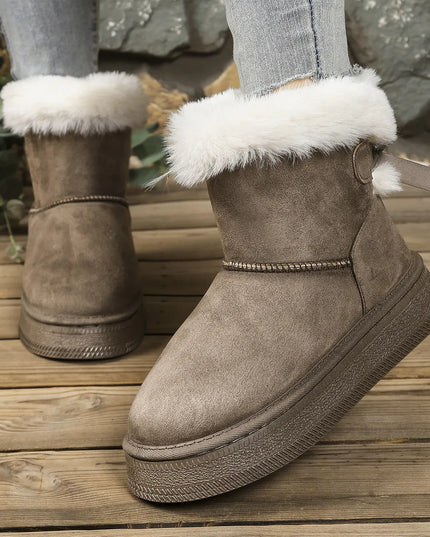 Fur-Lined Winter Ankle Boots Maroon