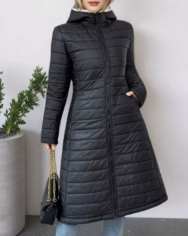 Zip Up Quilted Hooded Puffer Coat