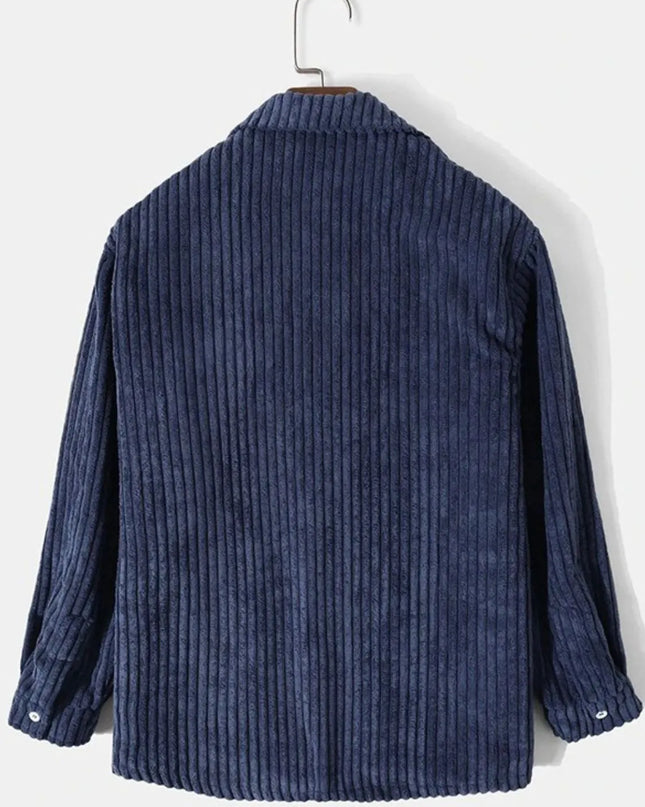 Men's Full Size Corduroy Button Up Long Sleeve Jacket Plus Size