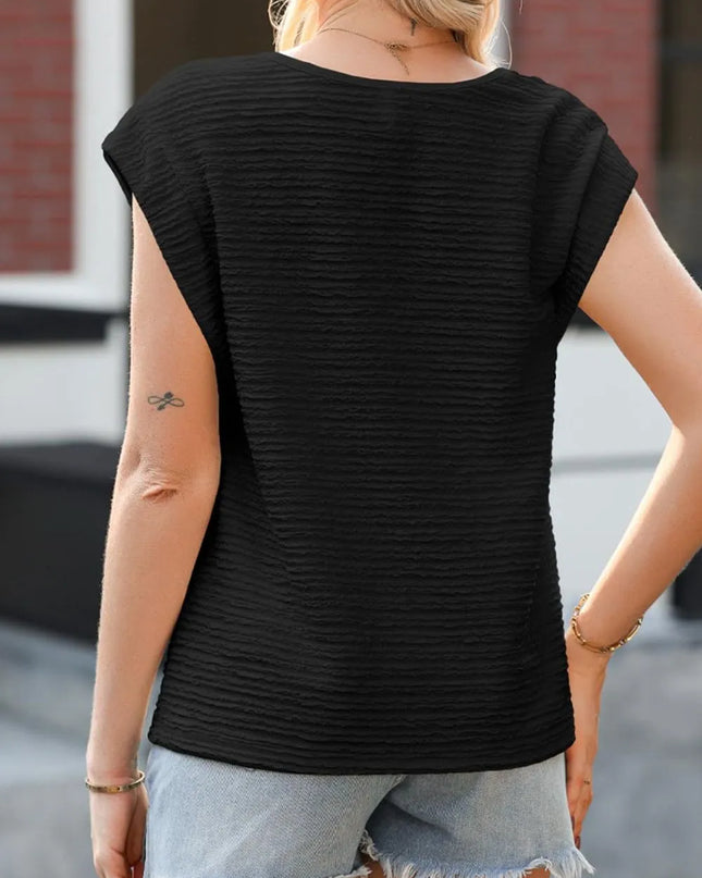 Asymmetrical Neck Short Sleeve Top