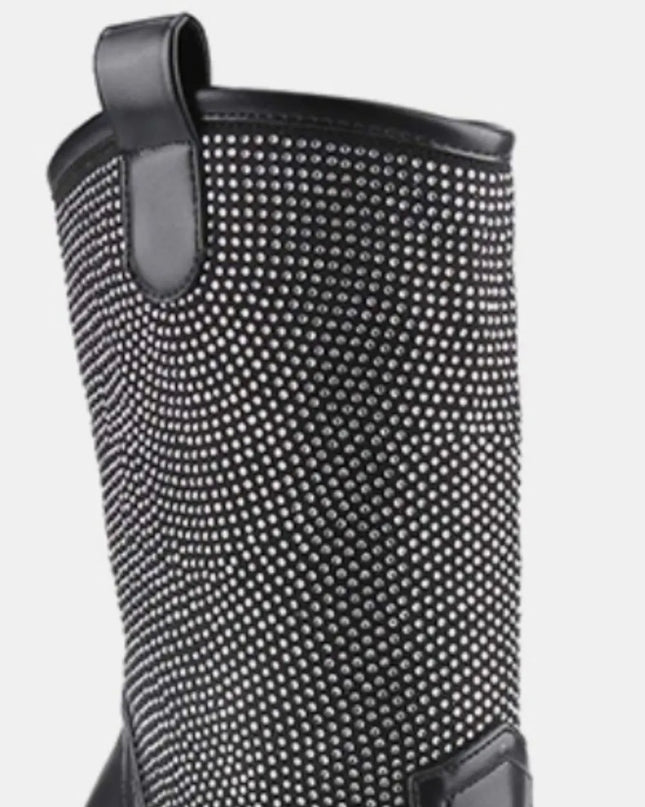 Weeboo Chunky Heel Rhinestone Western Cowboy Boots 