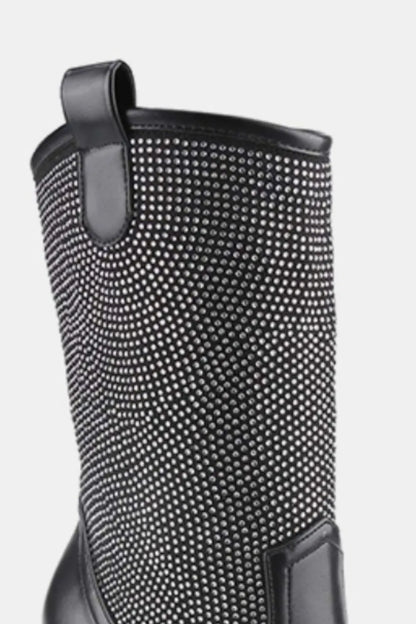 Weeboo Chunky Heel Rhinestone Western Cowboy Boots 