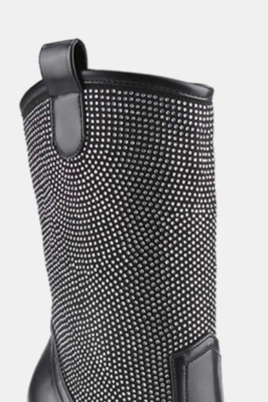 Weeboo Chunky Heel Rhinestone Western Cowboy Boots 