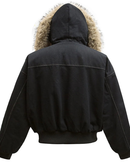 Men's Faux Fur Hooded Zip Up Jacket