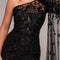 Goddiva Sequin Mesh One Shoulder Dress Black