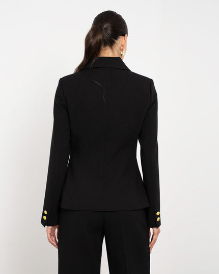 Embossed Button Tailored Blazer With Collar