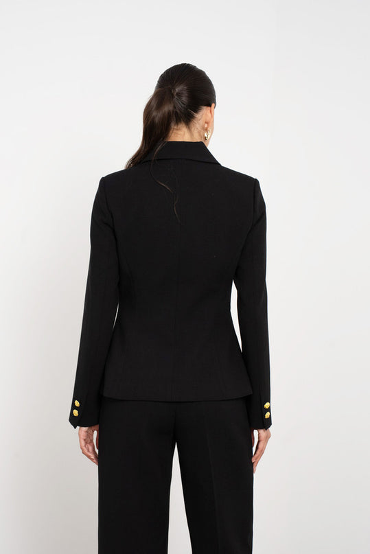 Embossed Button Tailored Blazer With Collar