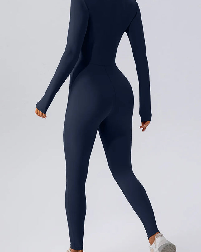 Half Zip Mock Neck Active Jumpsuit 