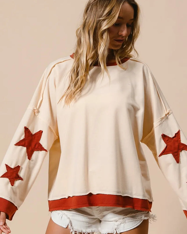 BiBi French Terry Top With Patch Detail Sweatshirt