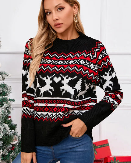 Angel Wings Reindeer Round Neck Long Sleeve Sweater