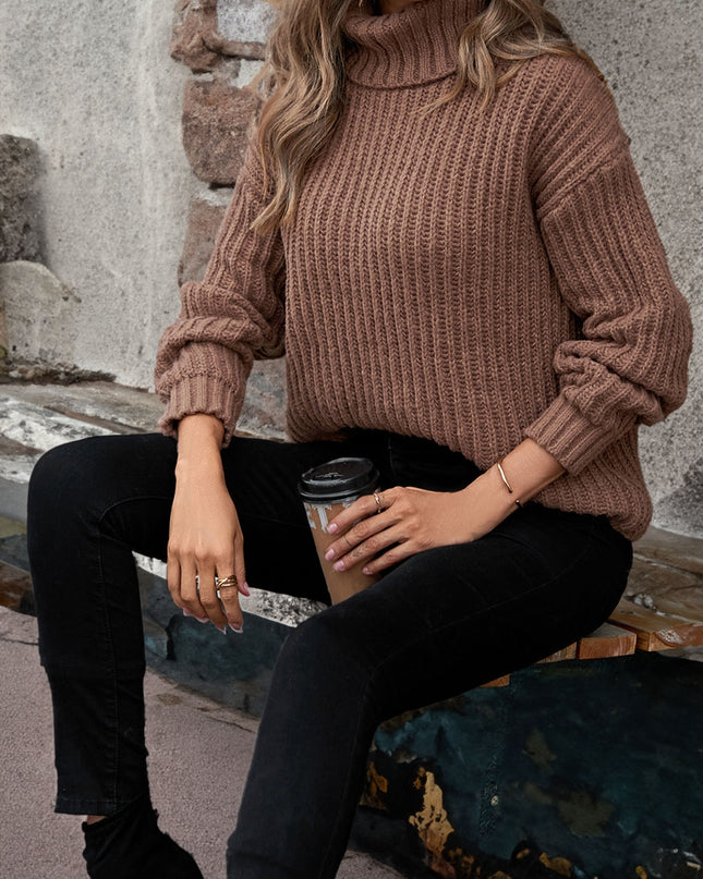 Turtleneck Rib-Knit Sweater