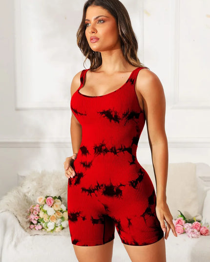 Tie-Dye Wide Strap Active Romper