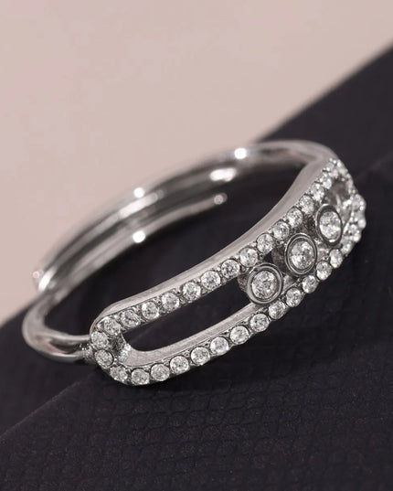 Moving Crystal Bar Necklace and Ring Jewelry Set 