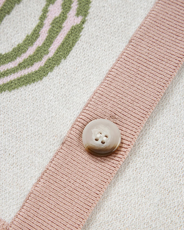 Desert Cactus Buttoned Front Sweater Cardigan