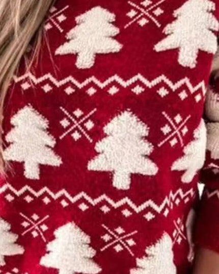 Christmas Tree Pattern Long Sleeve Sweater
