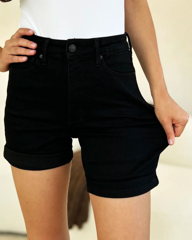 Judy Blue Full Size High Waist Tummy Control Cuffed Denim Shorts
