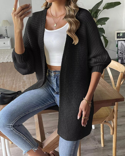 Open Front Drop Shoulder Cardigan