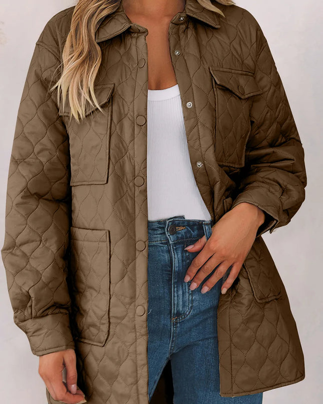 Snap Down Collared Winter Coat Camel