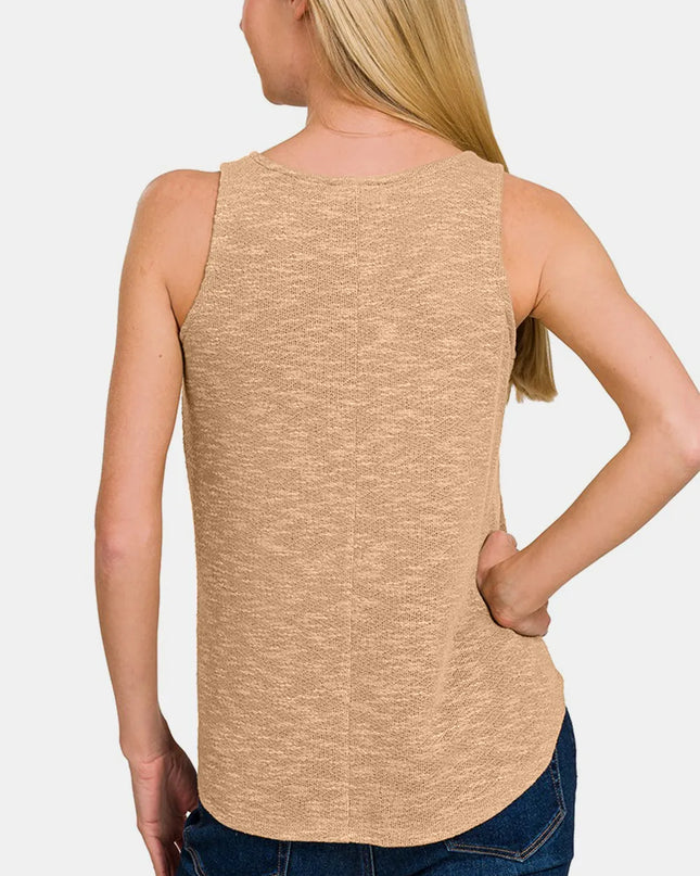 Zenana V-Neck Curved Hem Tank