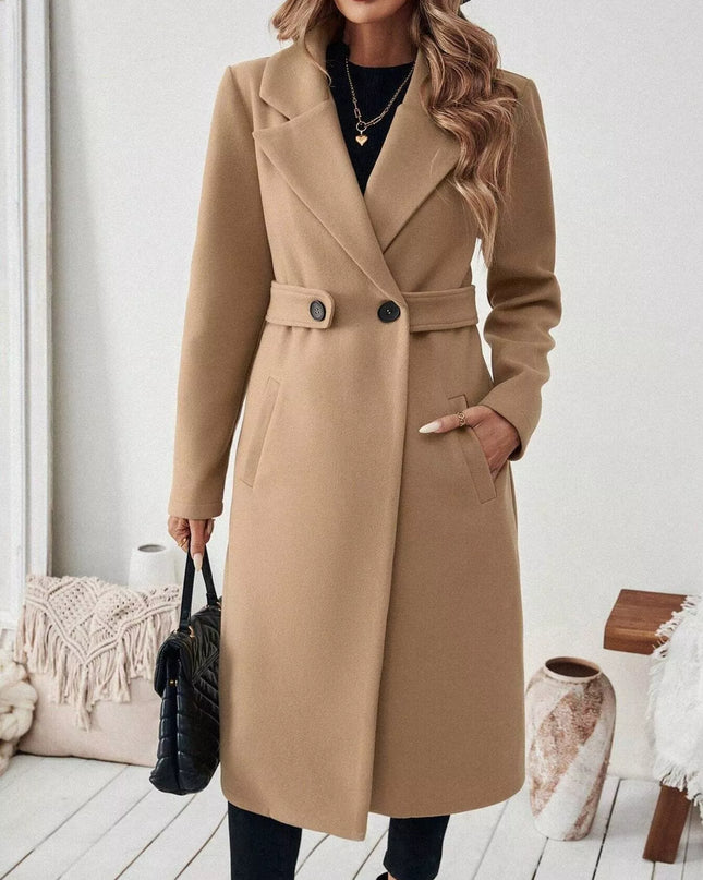 One Button Wool Blend Overcoat Camel