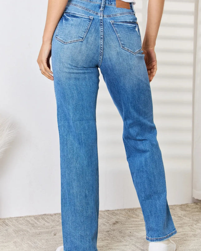 Judy Blue Full Size High Waist Distressed Straight-Leg Jeans