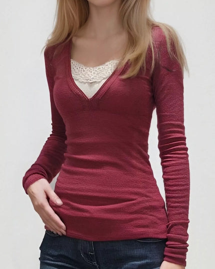 Long Sleeve T-Shirt with Lace Detail