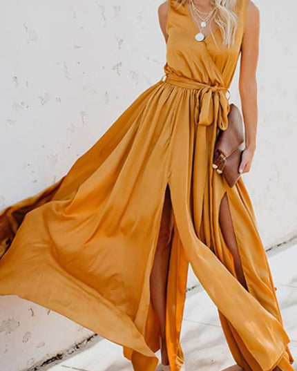 Surplice Tie Waist Maxi Dress